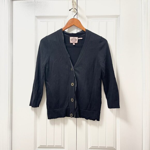 Juicy Couture Black Button Up Cardigan - Size L - Picture 1 of 13
